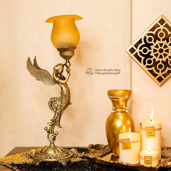 شمعدان حباب‌دار پایه برنزی