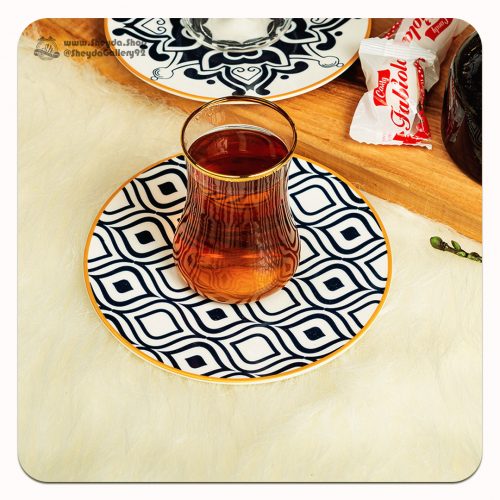 ست استکان نعلبکی گلورگلس شش عددی طرح دار ست استکان نعلبکی گلورگلس شش عددی طرح دار