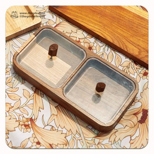 ظرف چوبی دوخانه درب دار ظرف چوبی دوخانه درب دار